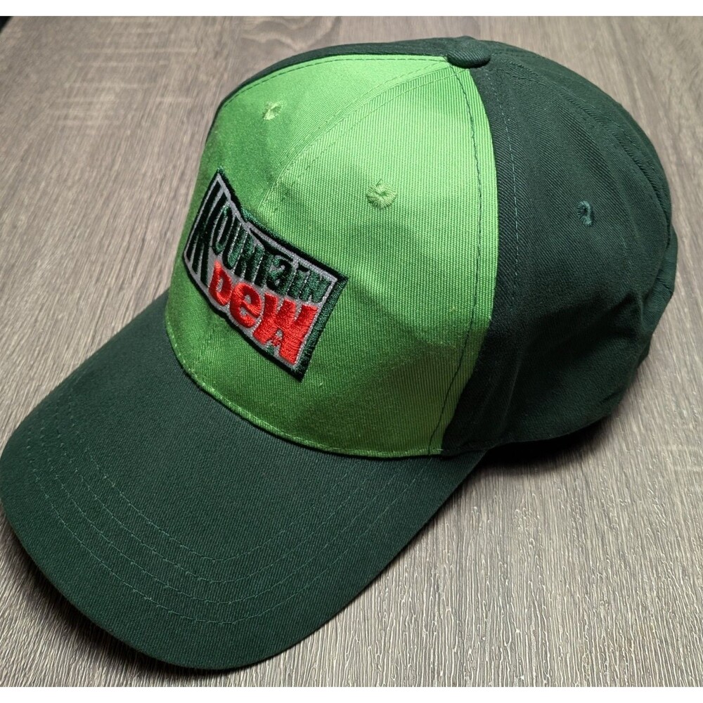 Mountain Dew Hat Men's Adjustable Green Two Tone Cotton Blend Cap